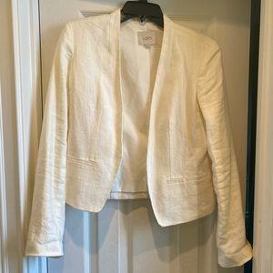 LOFT WHITE LINEN OPEN FRONT BLAZER SIZE 4